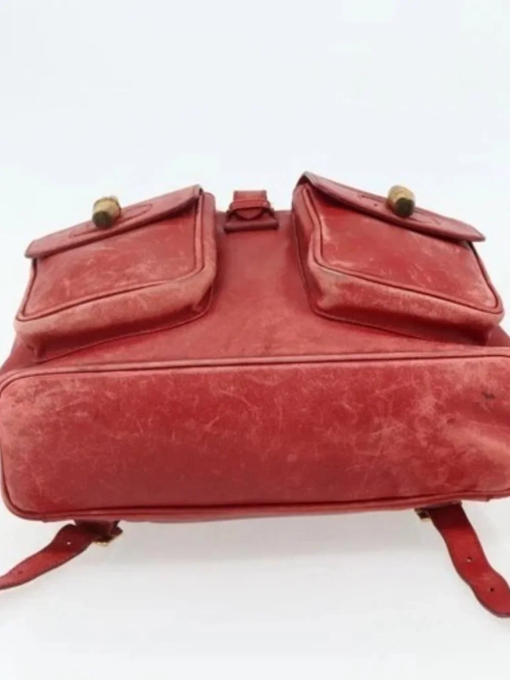 GUCCI Bamboo Backpack Leather Red Gold 000 2023 0016 Auth 179624